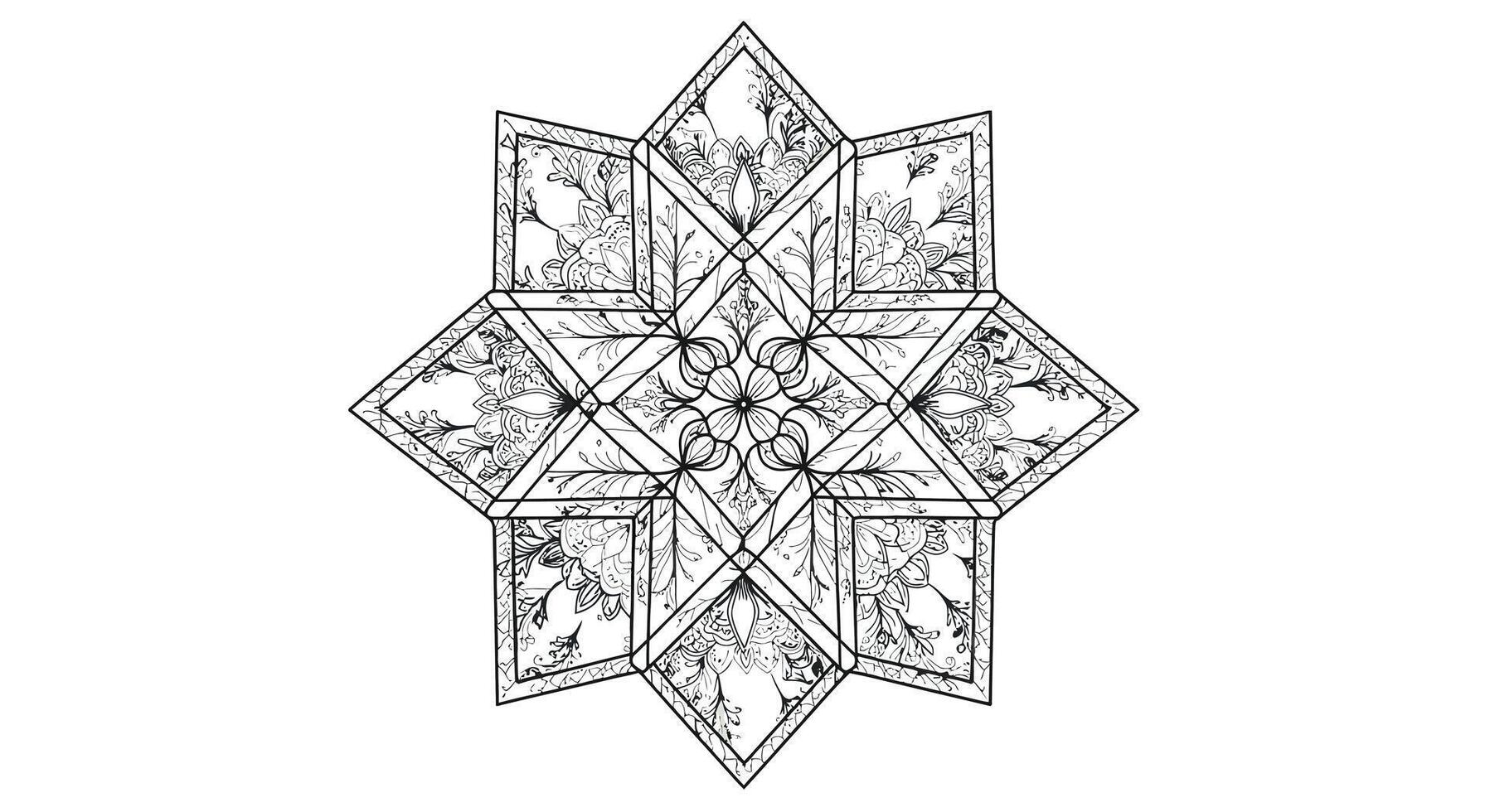 A Geometric Mandala With Repeating Diamond Shapes Crisscrossing Lines vector