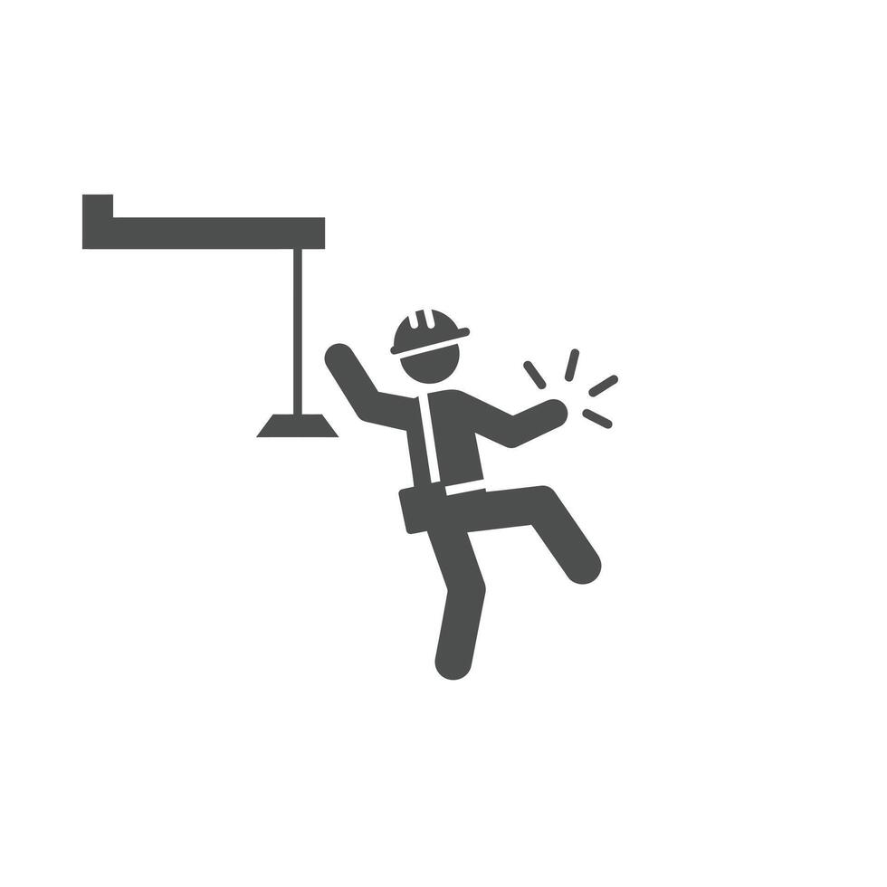 A Solid Icon of a Construction Worker Falling From a Height vector