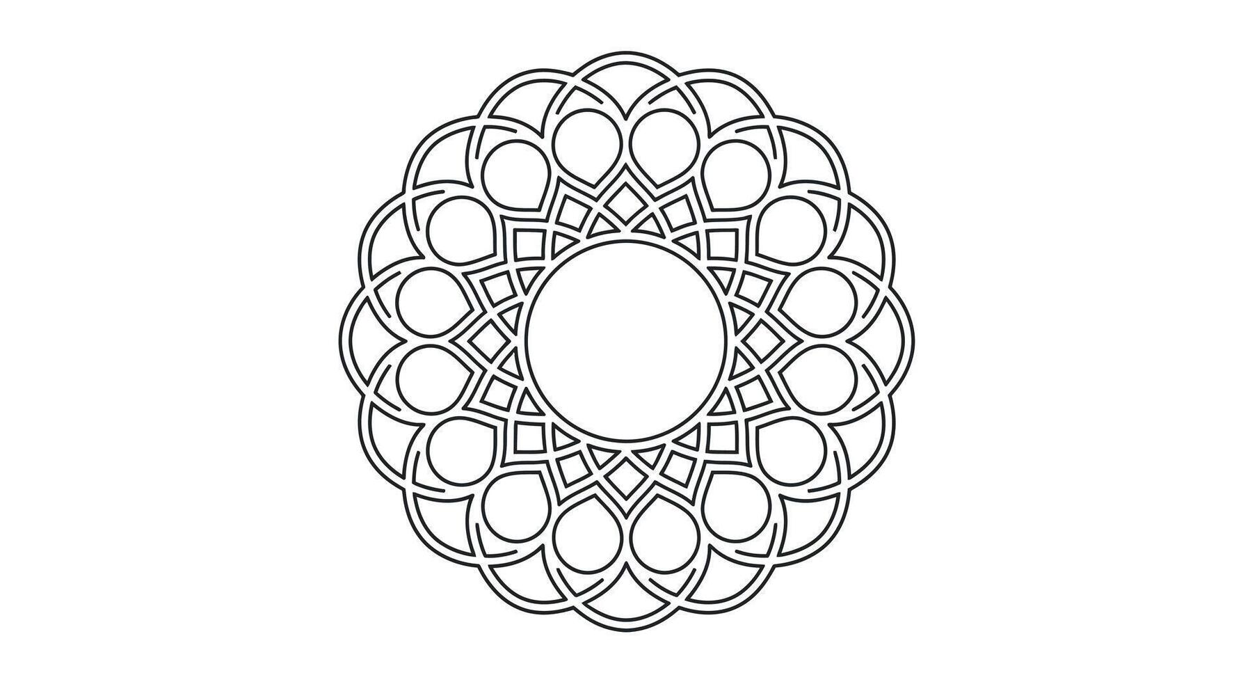 A Modern Simplified Mandala With Large Open Spaces, Thick Concentric Rings and Repeating Arcs vector