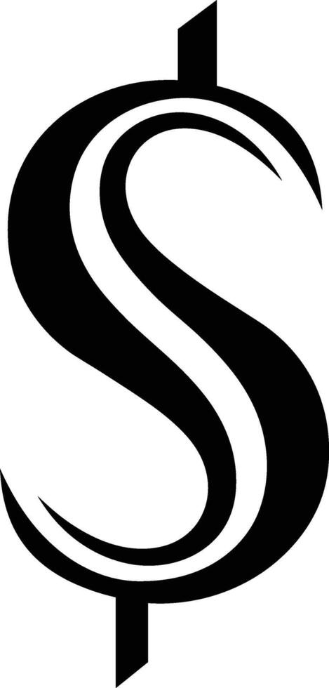 A dollar sign in black and white vector
