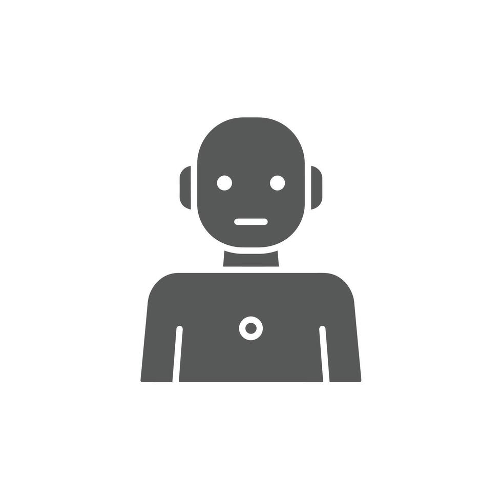A Solid Icon of a Humanoid Robot Symbolizing Ai-Powered Robotics and Automation vector