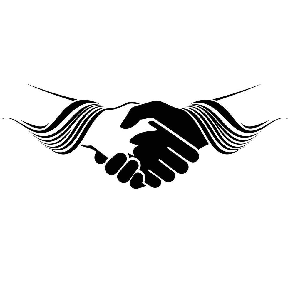 An Abstract Representation of Two Hands Shaking With a Currency Symbol Integrated vector