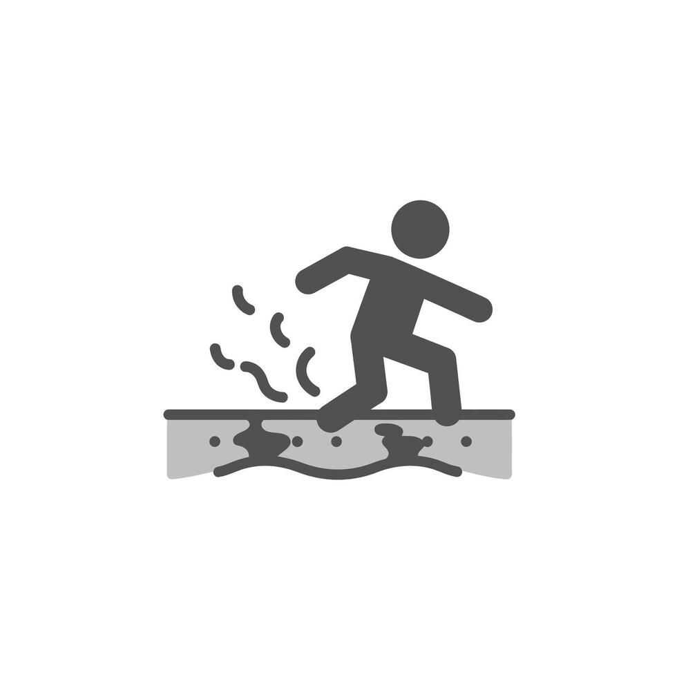 A man is running on a platform and falling downinto the water vector