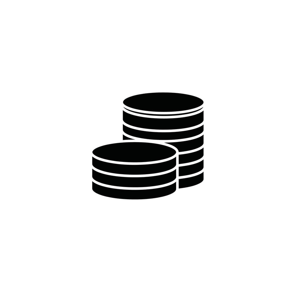 A black and white icon of stacks of coins vector