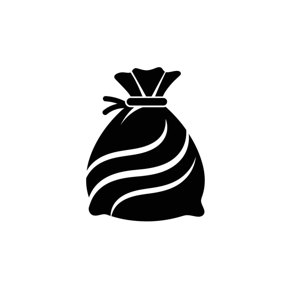 A black and white illustration of a bag with a bow vector
