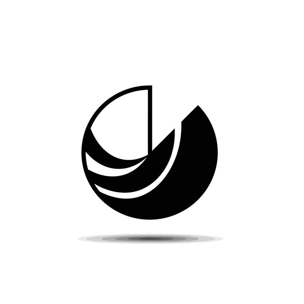 A black and white logo of a pie chart vector