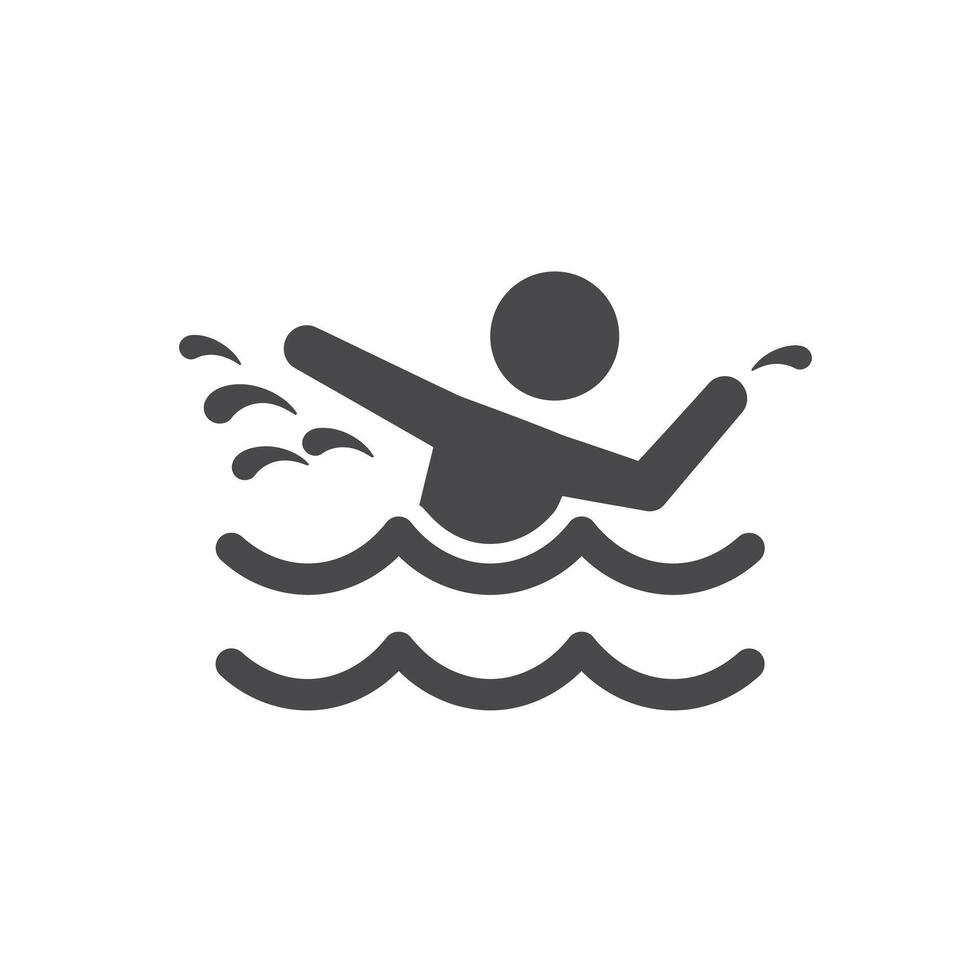 A Solid Depiction of a Drowning Person With Water Waves, Representing Water Accidents and Safety Risks vector