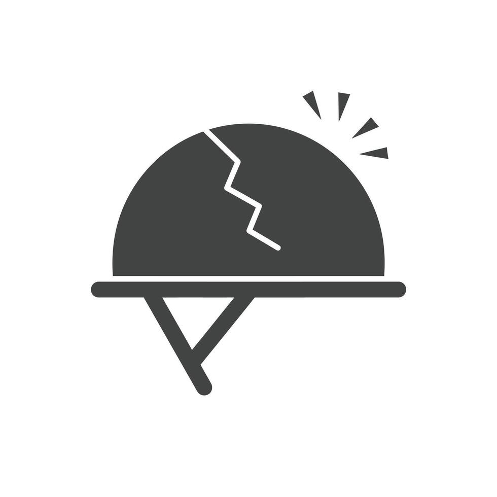 A Solid Representation of a Cracked Helmet Symbolizing Head Injuries and Lack of Safety Gear vector