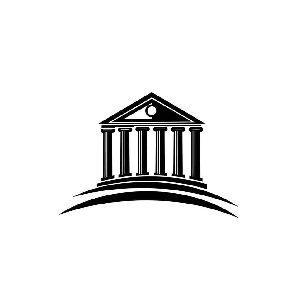 A black and white logo of a building with columns vector
