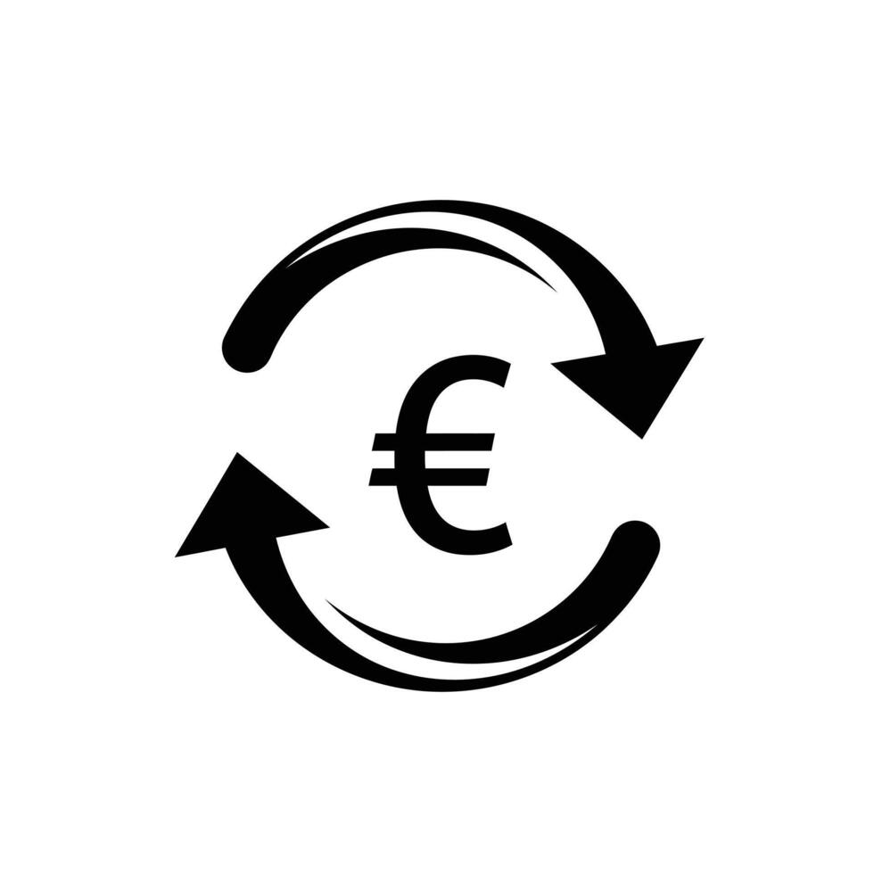 Euro currency symbol in a circle with arrows vector