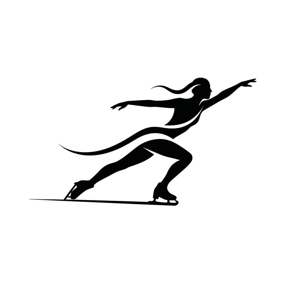 A silhouette of a woman skating on a white background vector