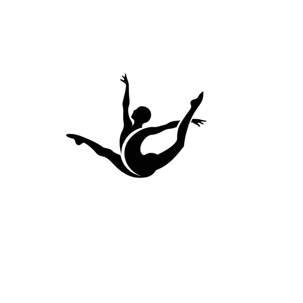 A black and white silhouette of a woman in the air vector