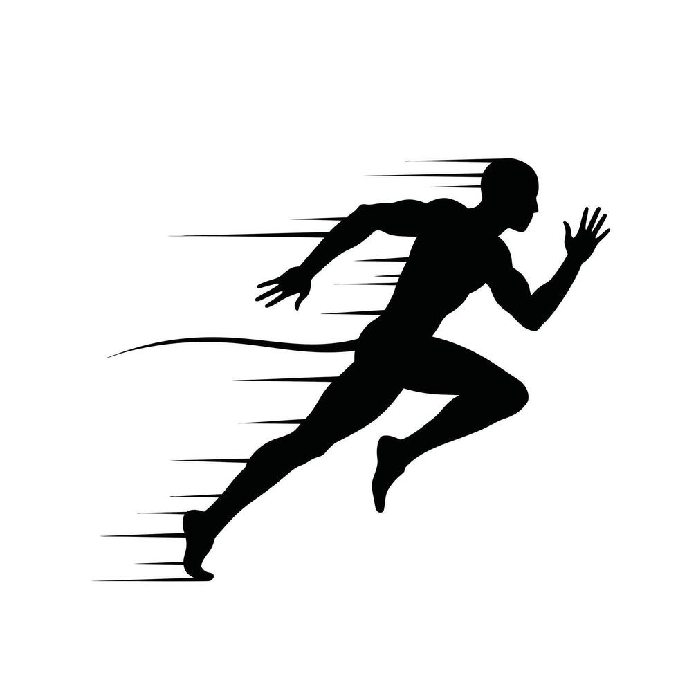 A silhouette of a man running with a long tail vector