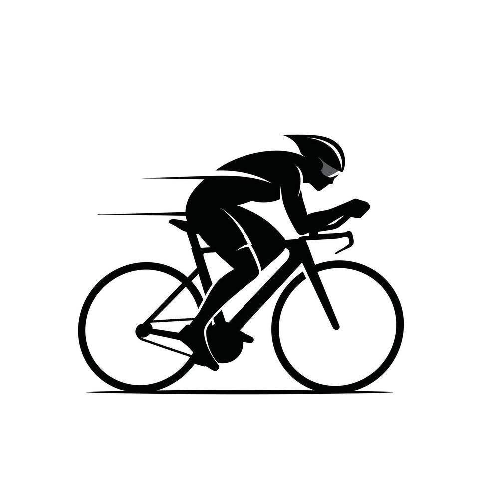A cyclist is riding a bike in a black silhouette vector