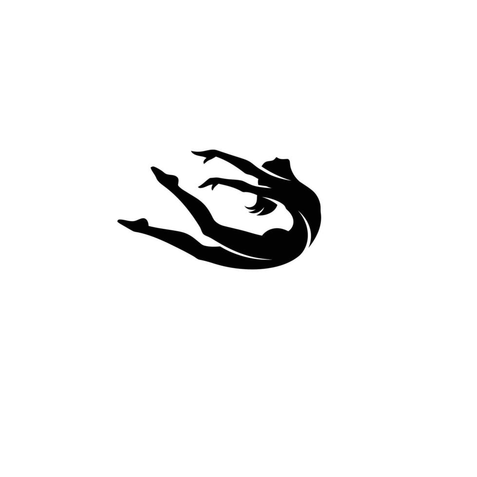 A black and white logo of a woman in the air vector