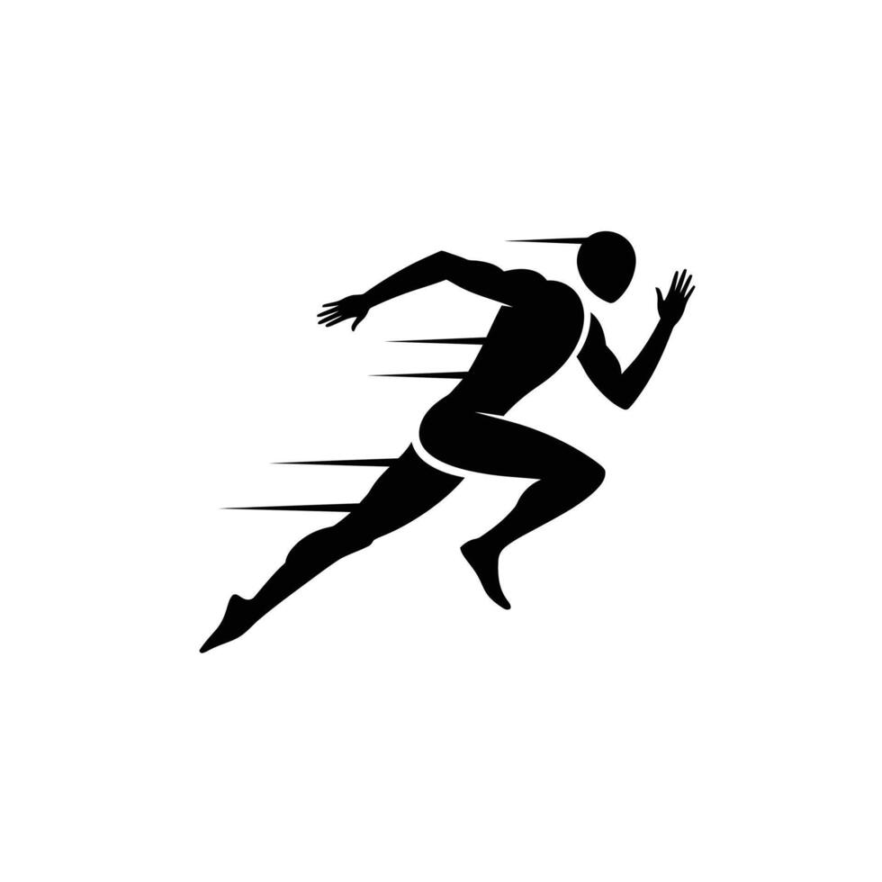 A black and white silhouette of a man running vector