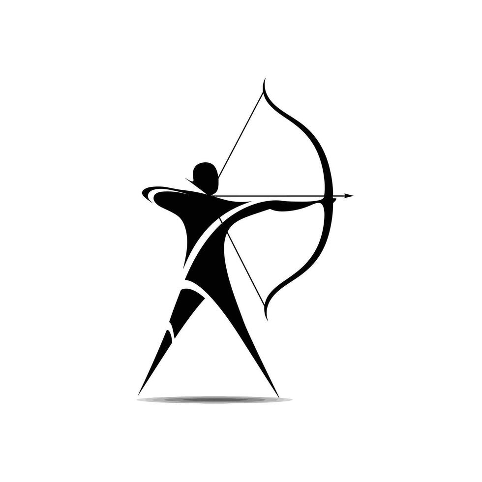 an abstract logo of an archer drawing a bow on a white background vector