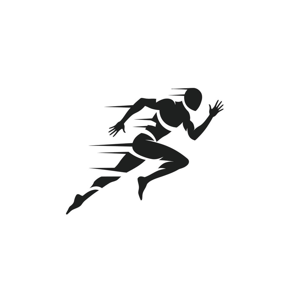 A black and white silhouette of a man running vector