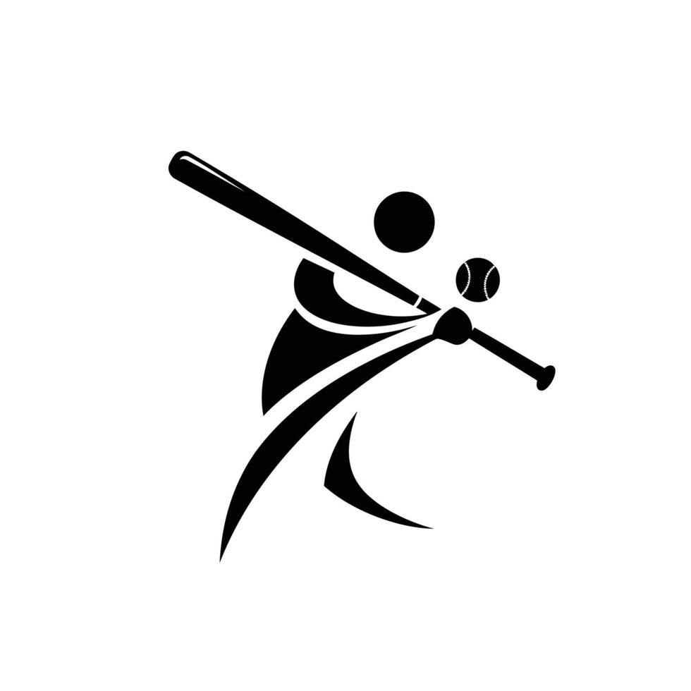 Baseball player with bat and ball logo vector