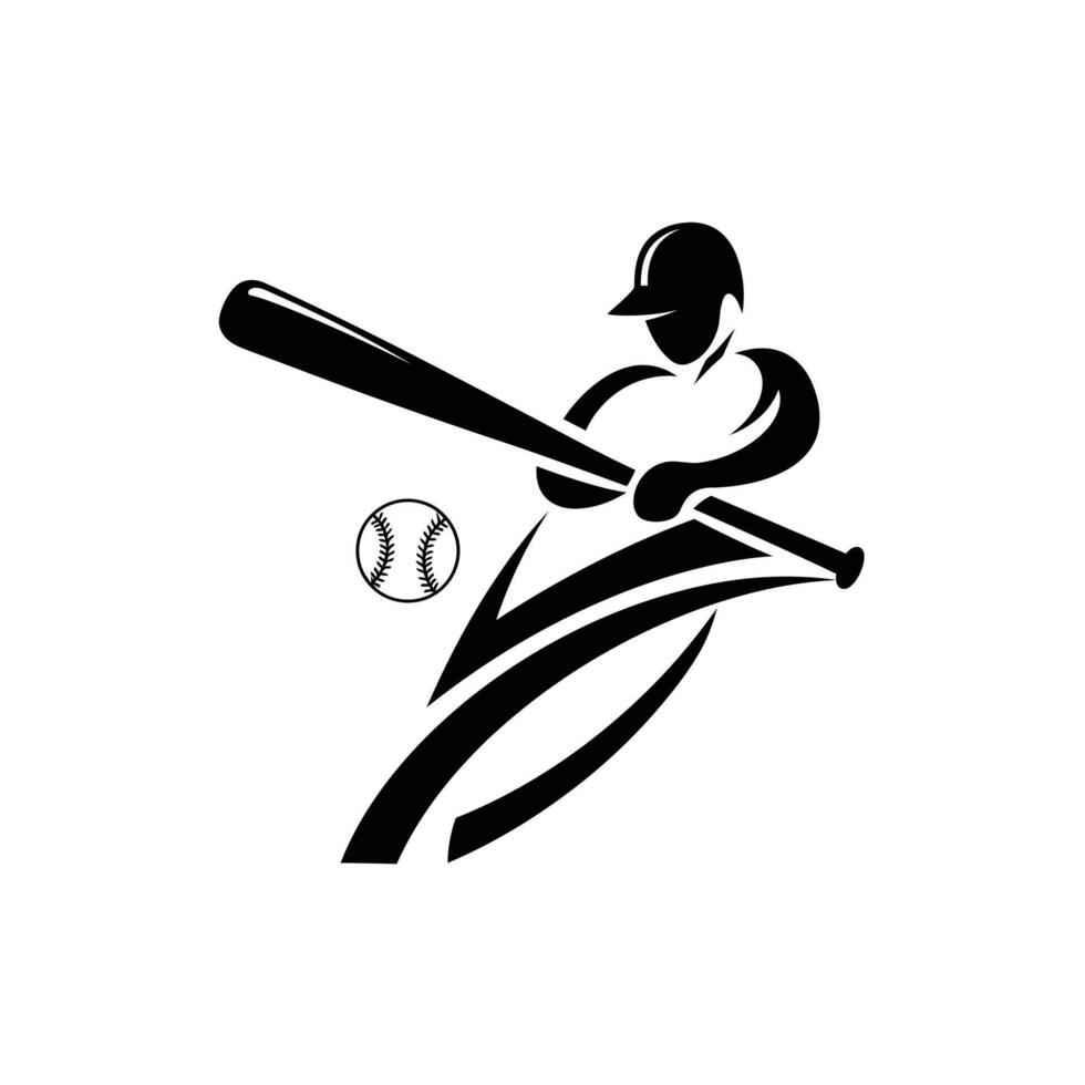 Baseball player hitting ball illustration vector