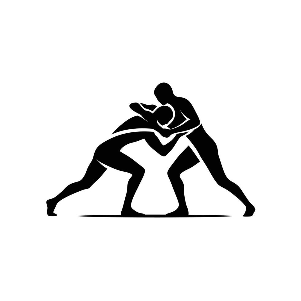 Two wrestlers wrestling on a white background vector