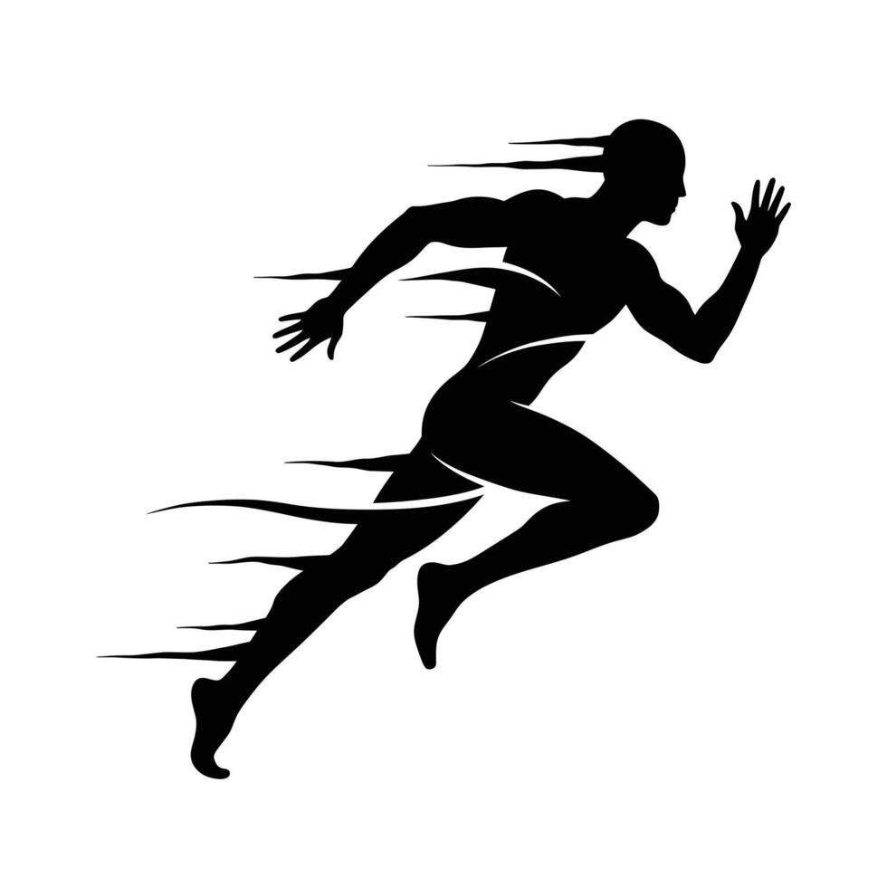 A silhouette of a man running with a wind in his hair vector