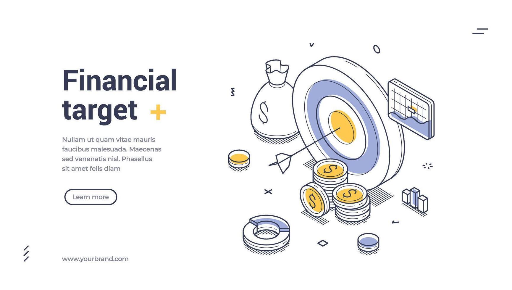 Achieve your financial target with this isometric web banner template for effective marketing vector