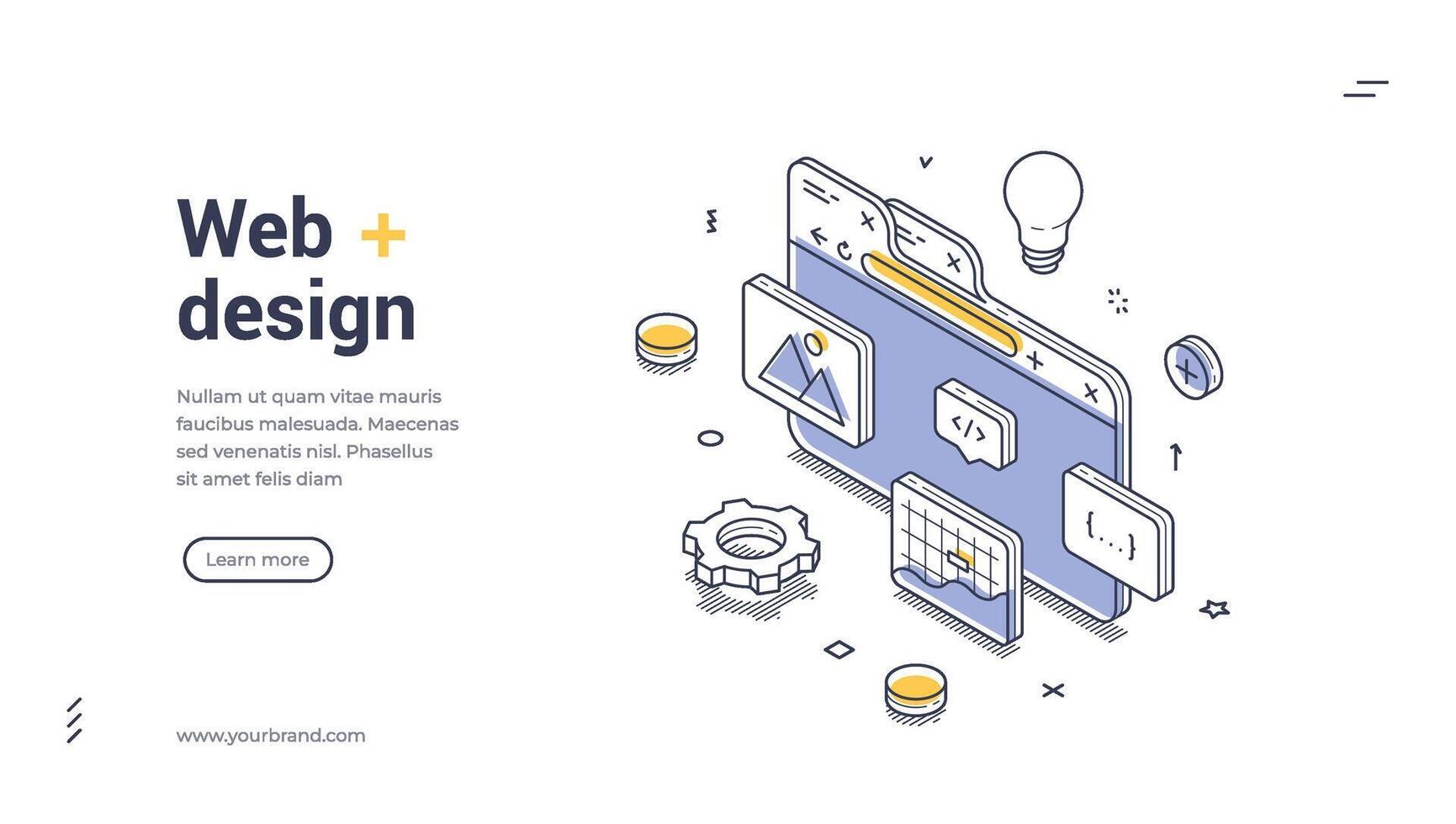 Innovative web design banner template featuring isometric illustration and clean layout vector