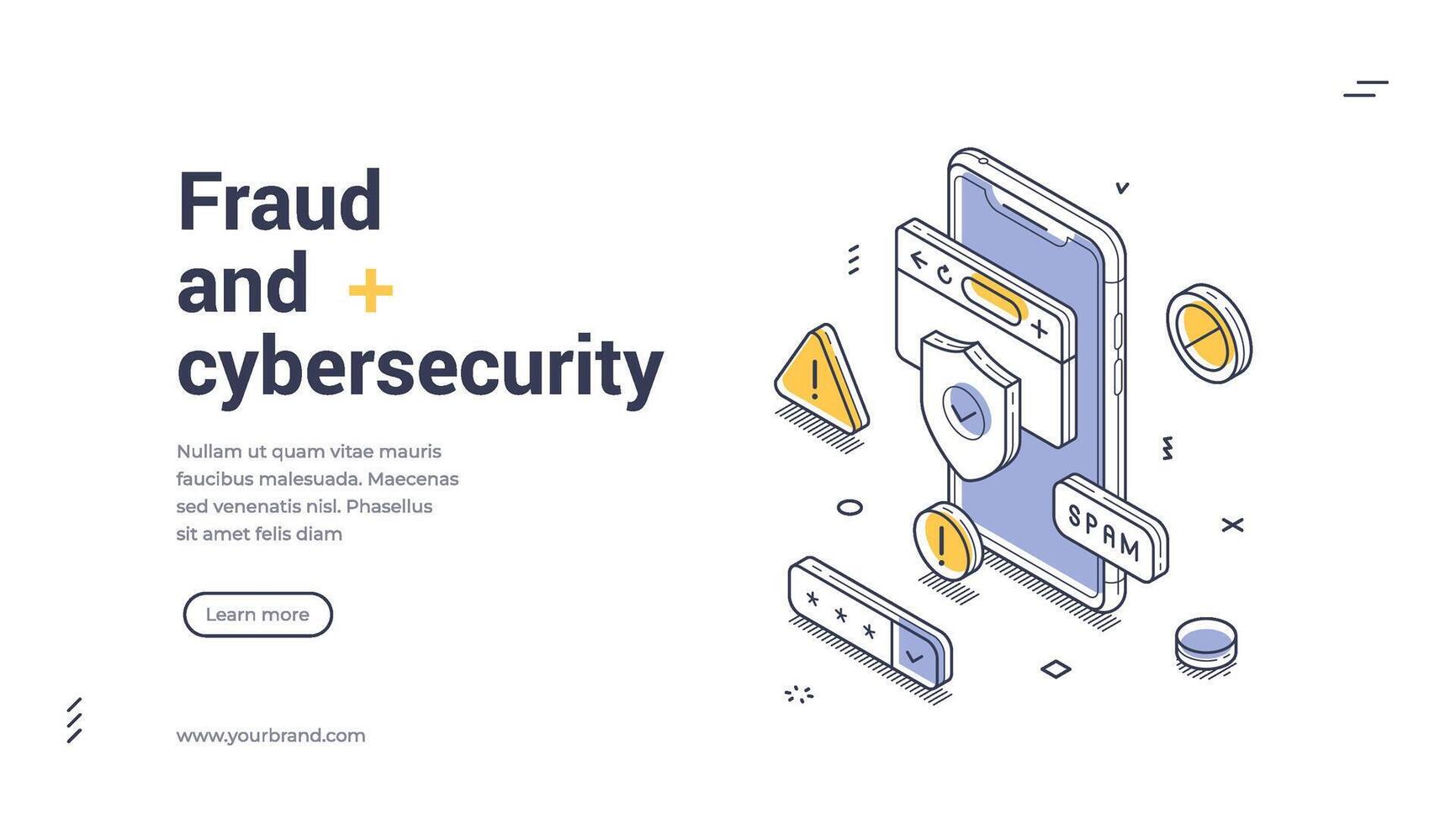 Promoting awareness of fraud prevention and cybersecurity measures with modern web design vector