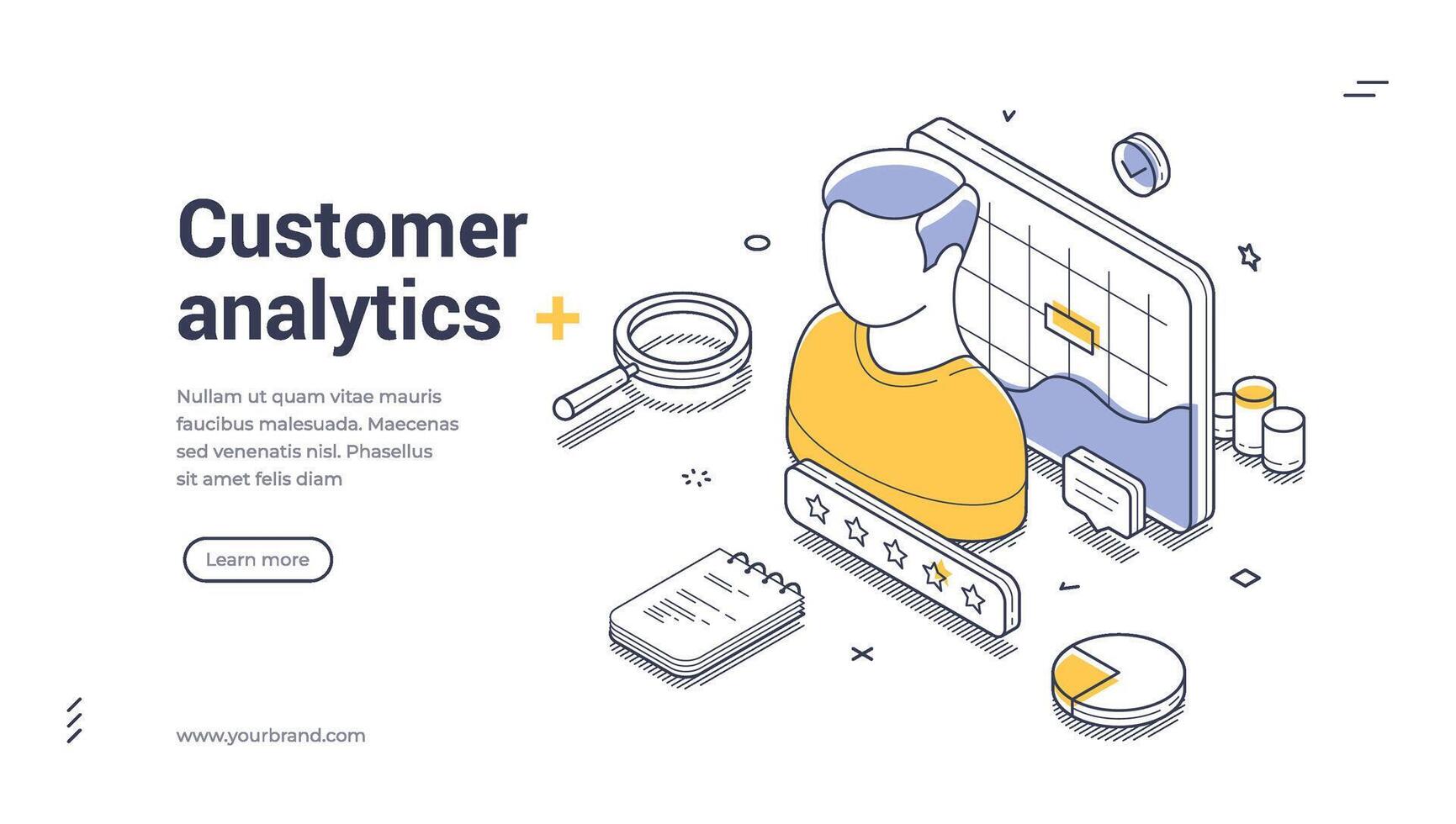Enhancing customer analytics through isometric design and effective data visualization techniques vector