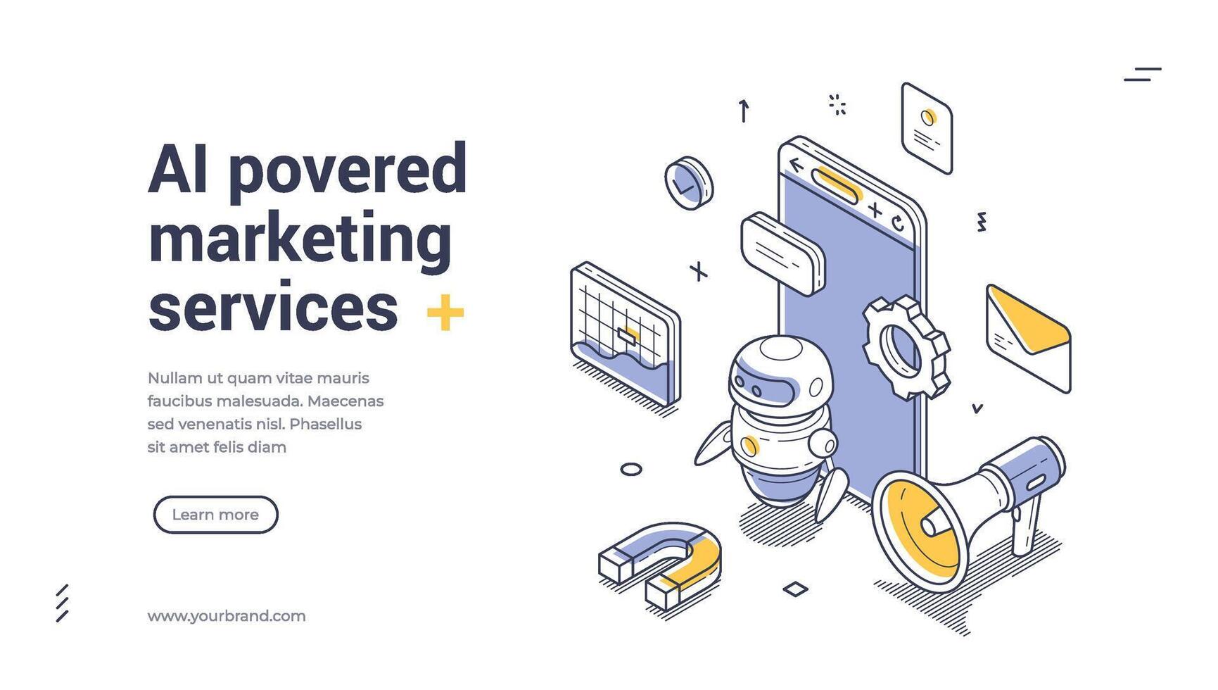 AI powered marketing service web banner template for innovative solutions in advertising vector