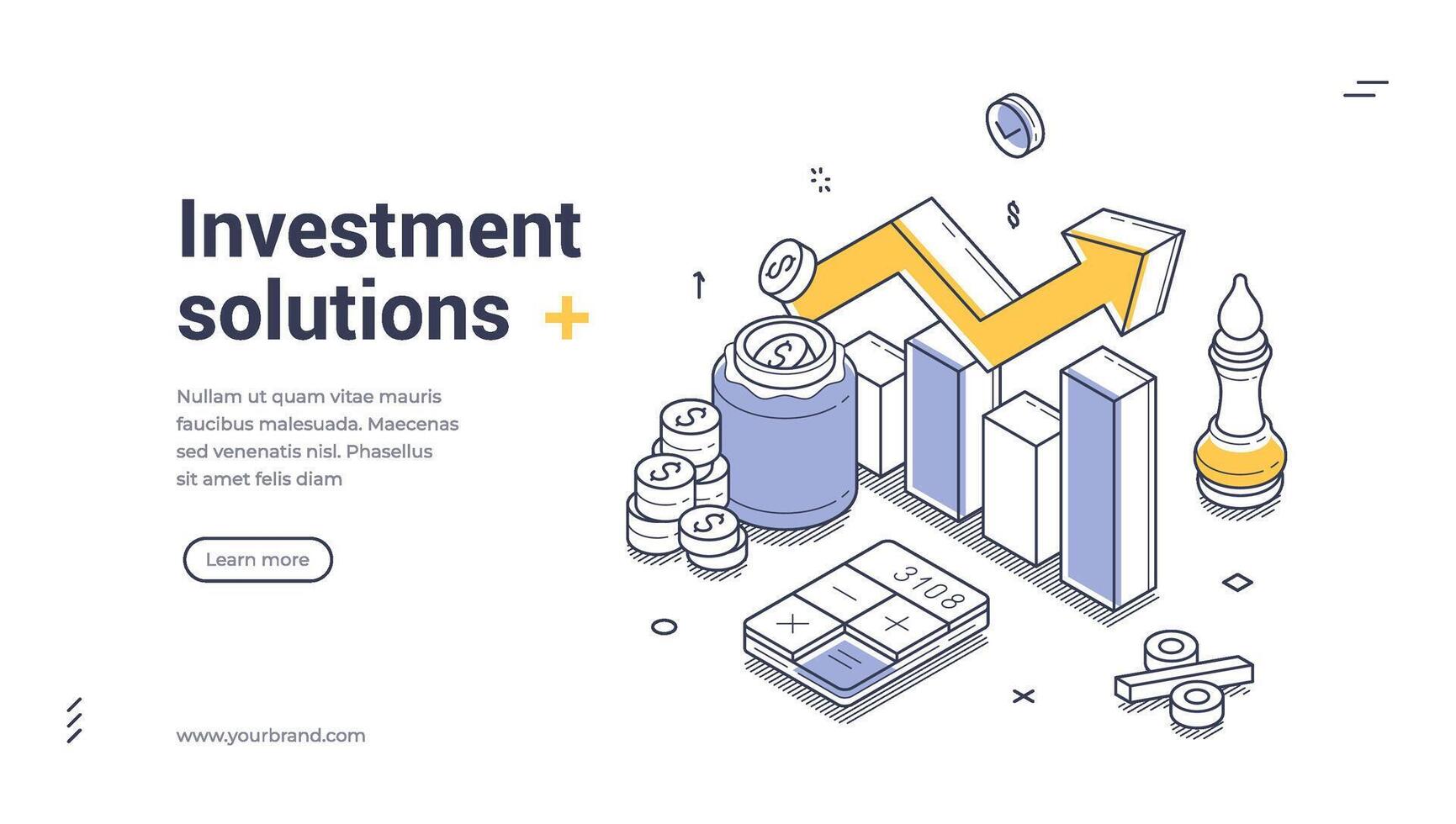Explore effective investment solutions with a modern web banner design vector