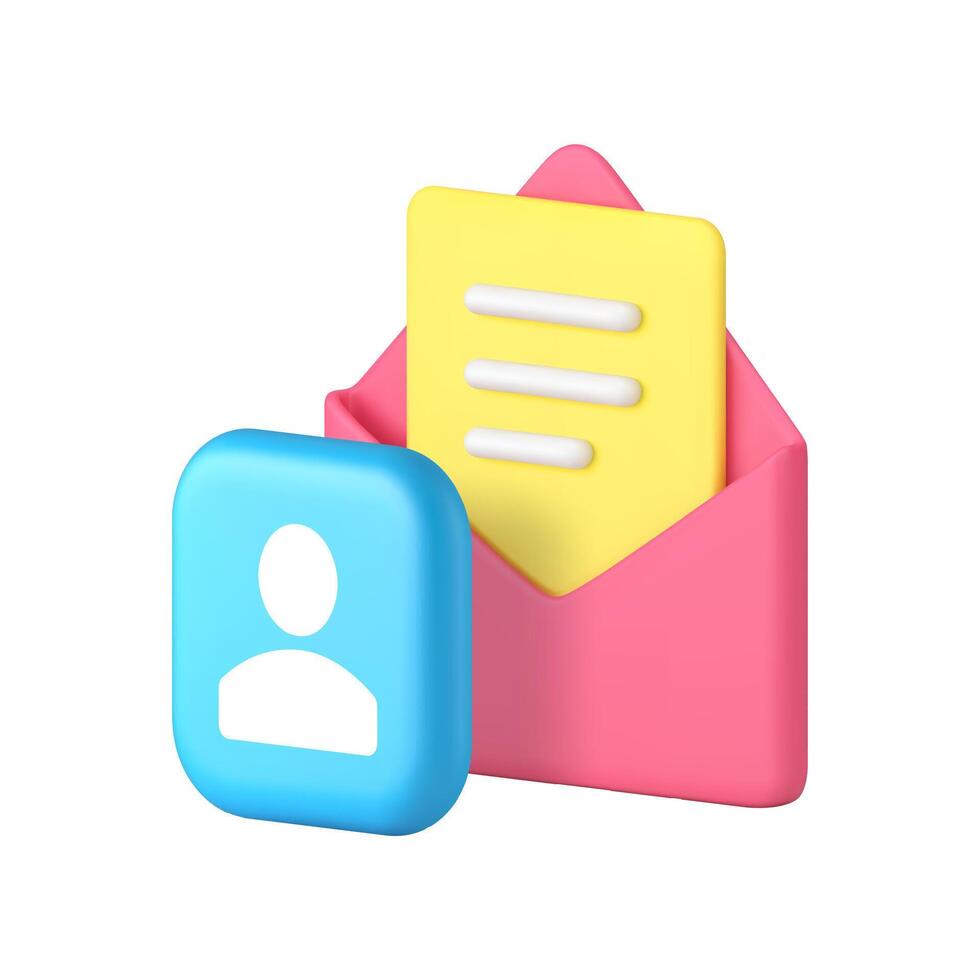 Chat message contact correspondence remotely communication 3d icon realistic vector