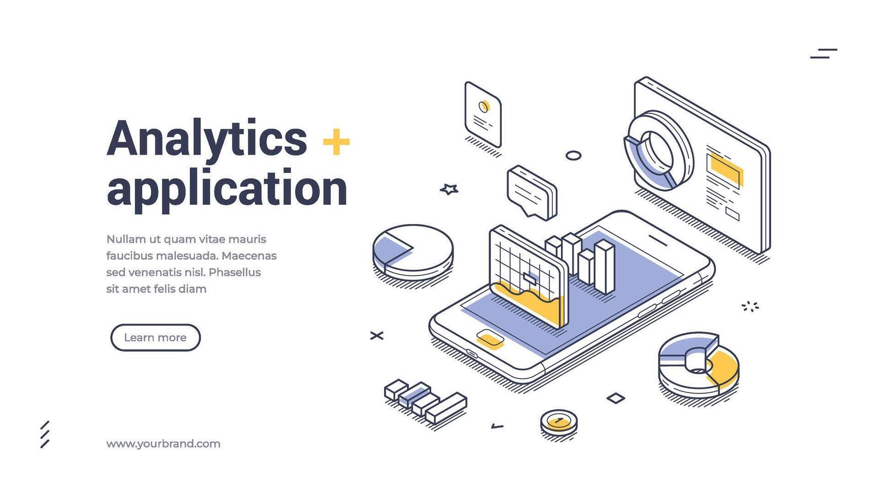 Innovative analytics application web banner template for modern data visualization vector