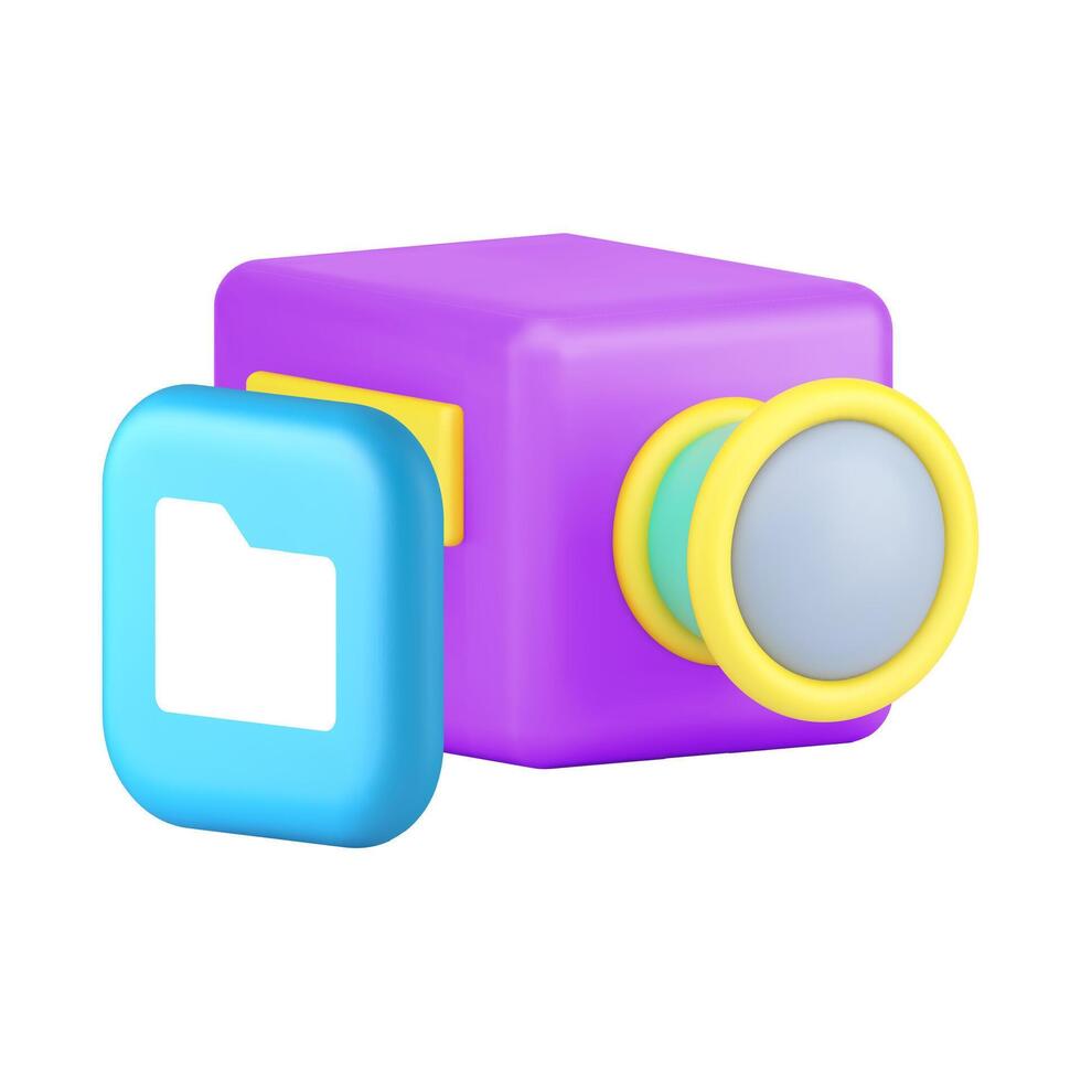 Multimedia data folder archive storage photo cloud 3d icon realistic illustration vector