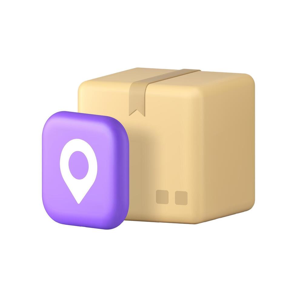 Cargo postal parcel delivery GPS location tracking 3d icon realistic illustration vector