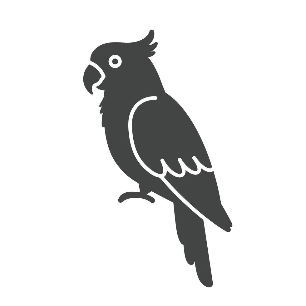 A black and white illustration of a parrot vector