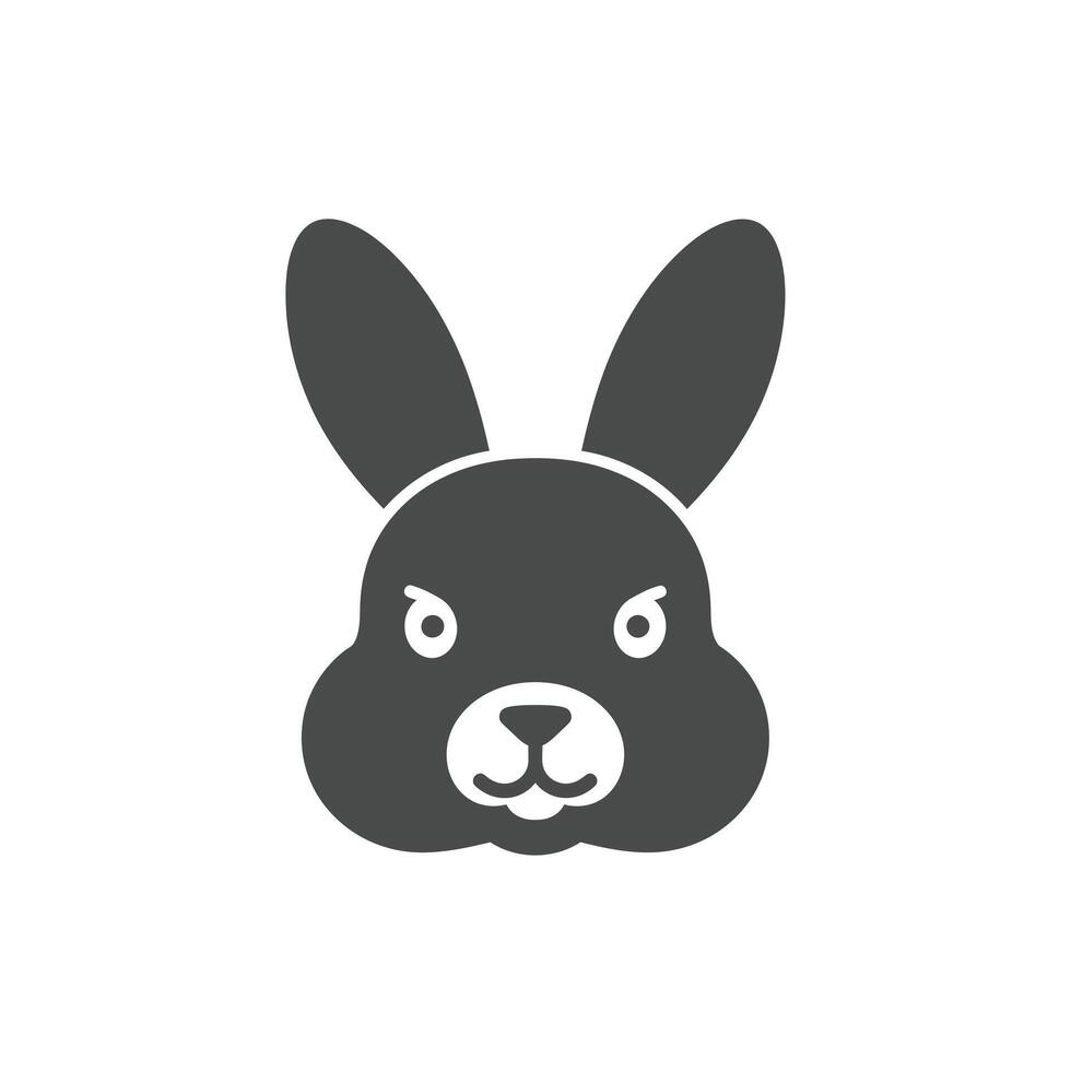 A black and white bunny head icon on a white background vector