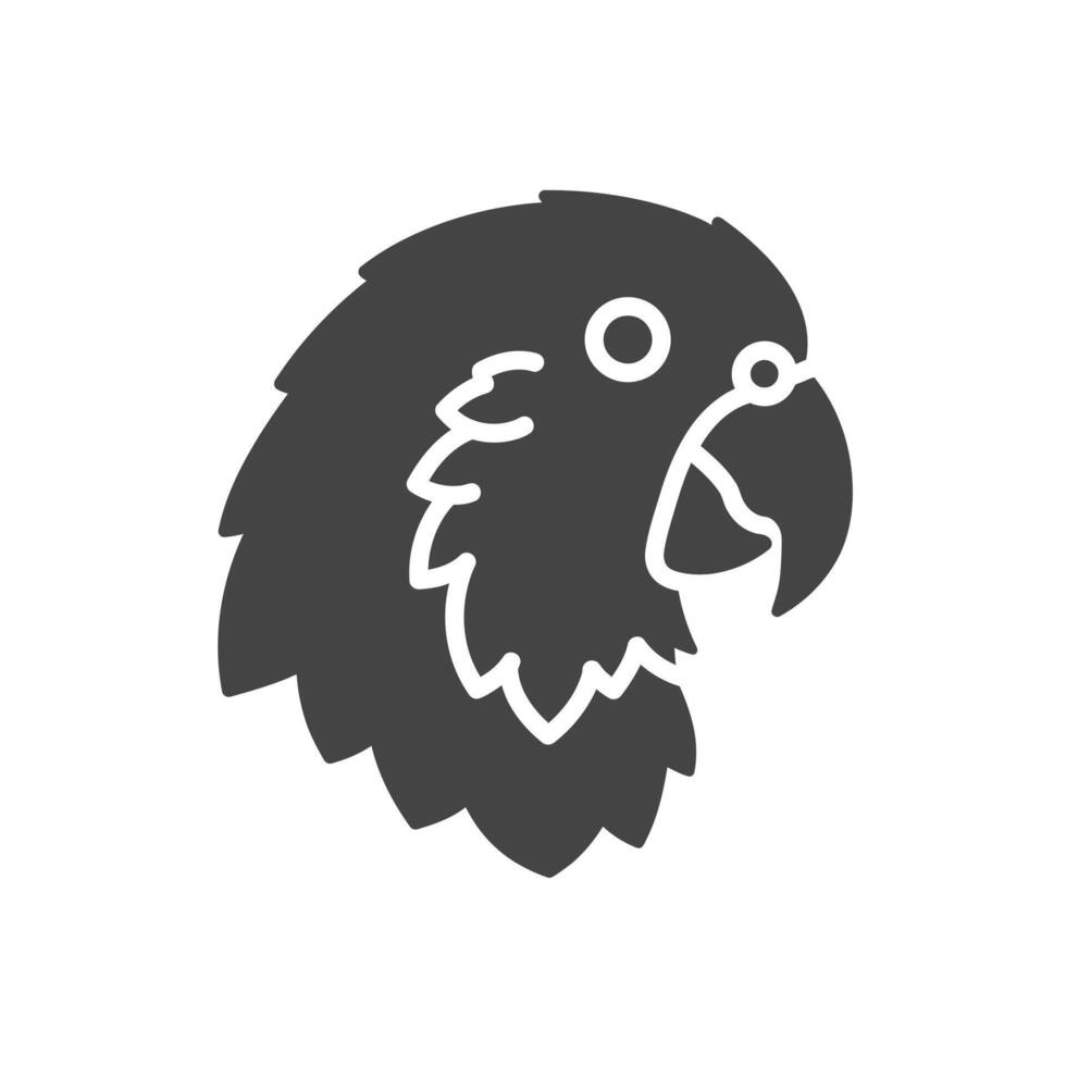 A black and white illustration of a parrot head vector