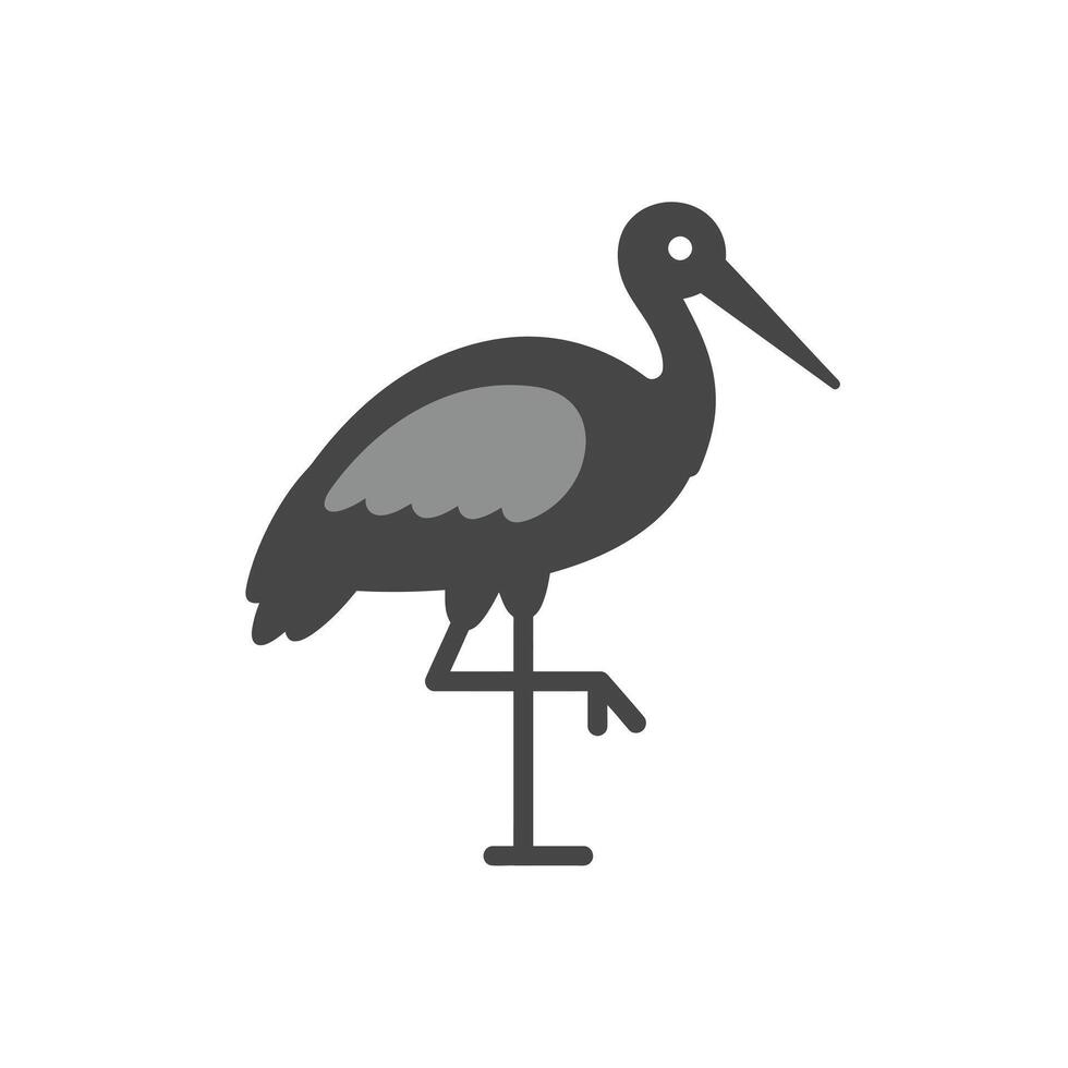 A black and white illustration of a bird standing on its legs vector