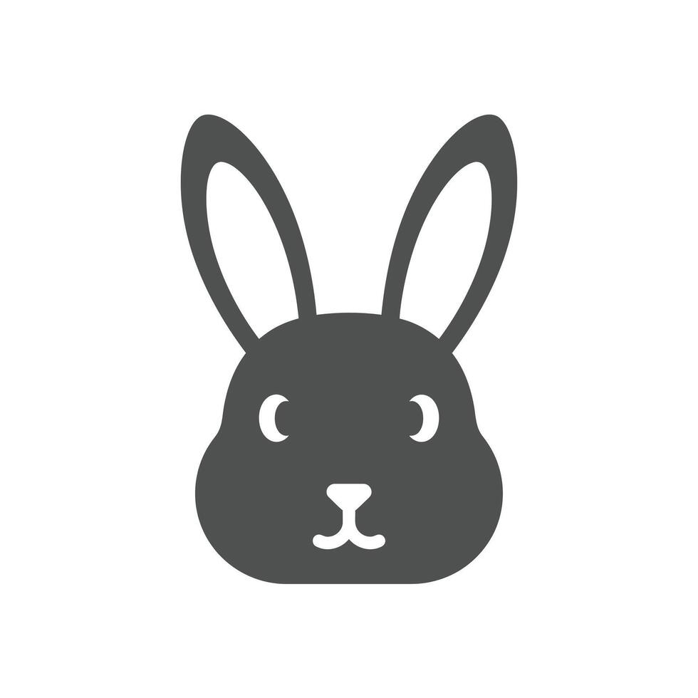 A black and white illustration of a rabbit's face vector