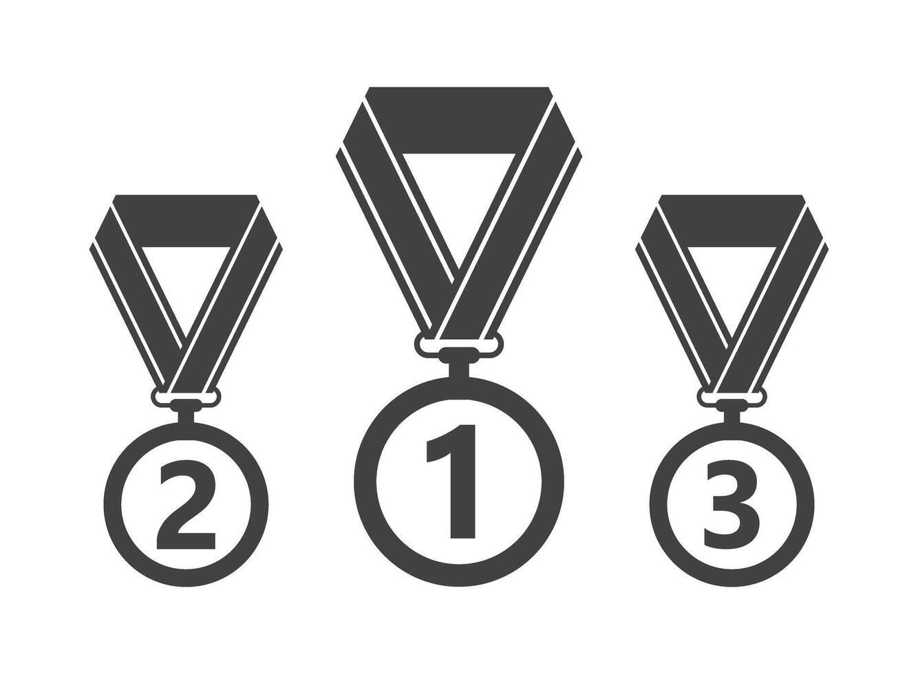 Three medals with the number one, two and three vector