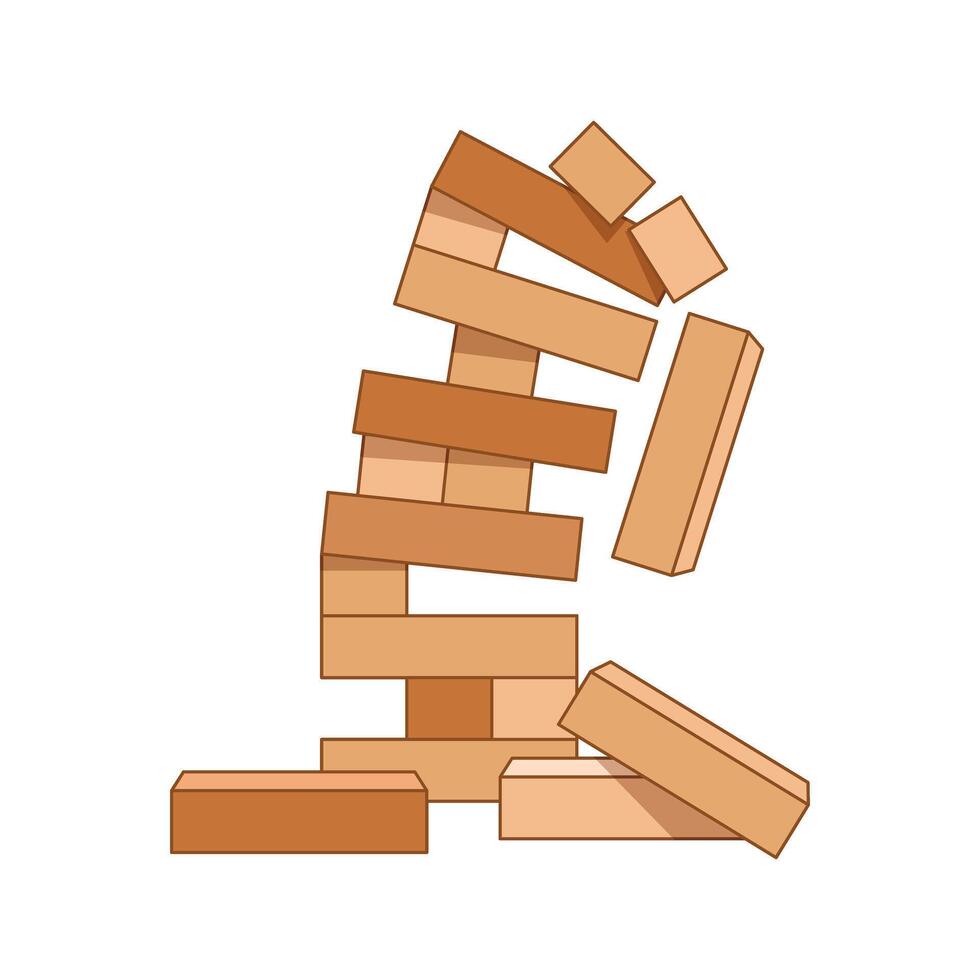 A pile of wooden blocks on a white background vector