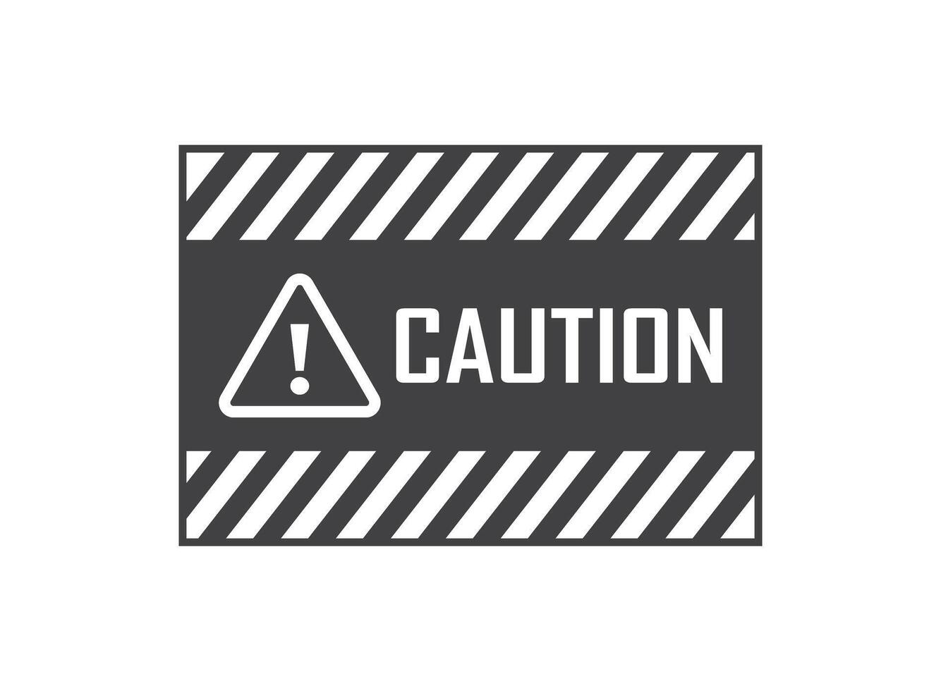 Caution sign on white background with black lines vector