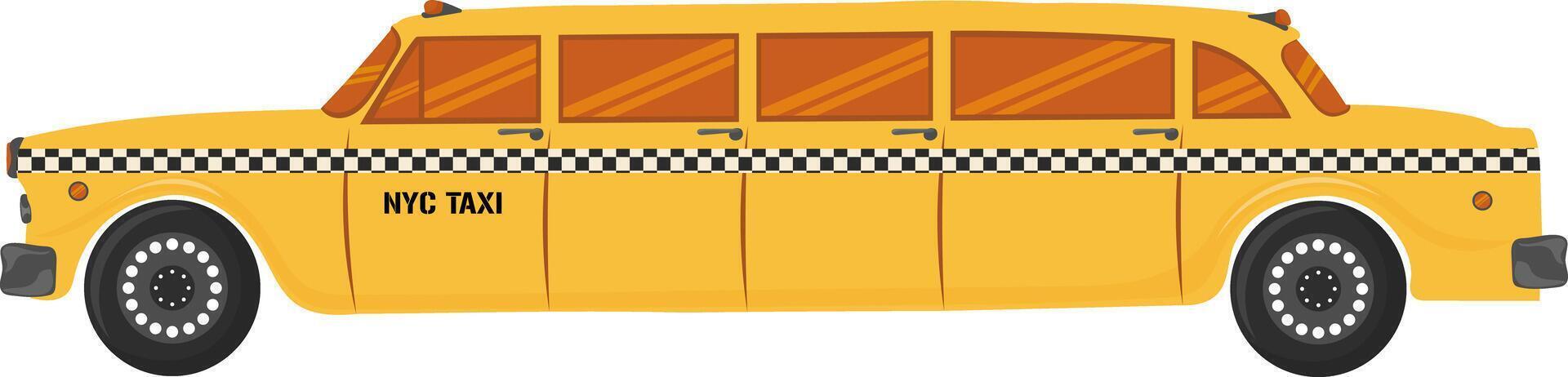 vintage retro taxi limousine yellow black and white checkerboard vector