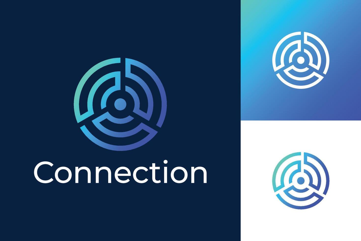 Modern and Minimalist Technology Logo with Atom and Circuit Circle Shape Design vector
