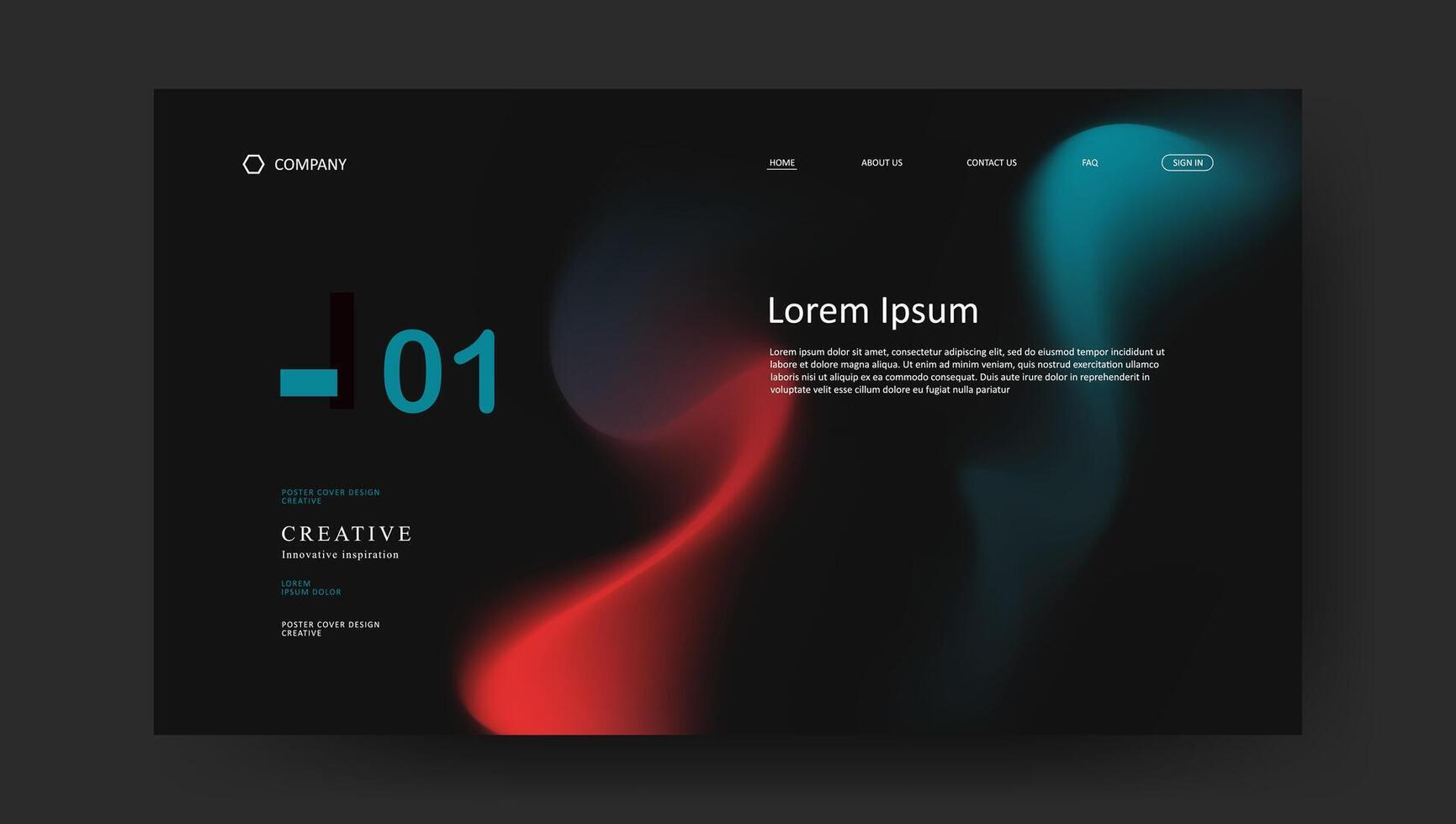 landing page with gradient fluid design vector