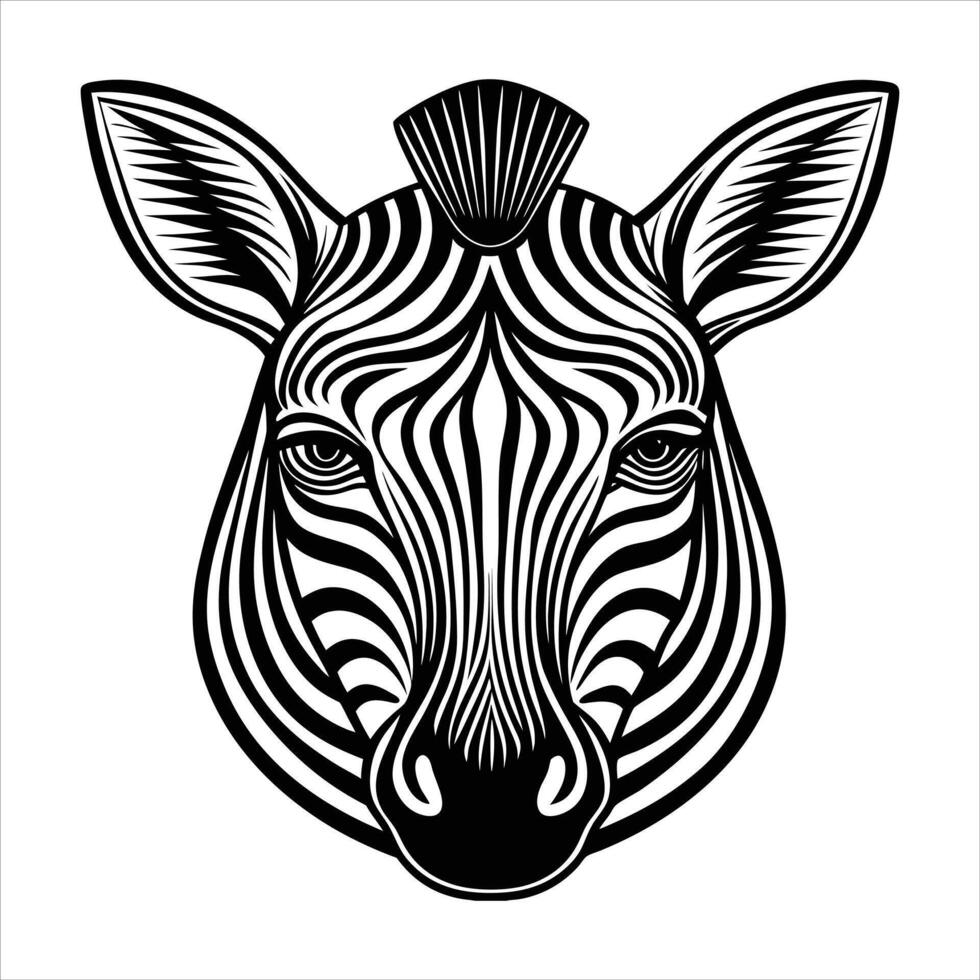 Zebra With Simple Outline vector