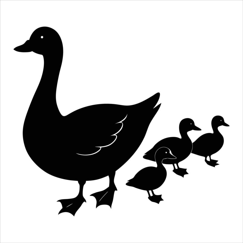 A black and white duck vector