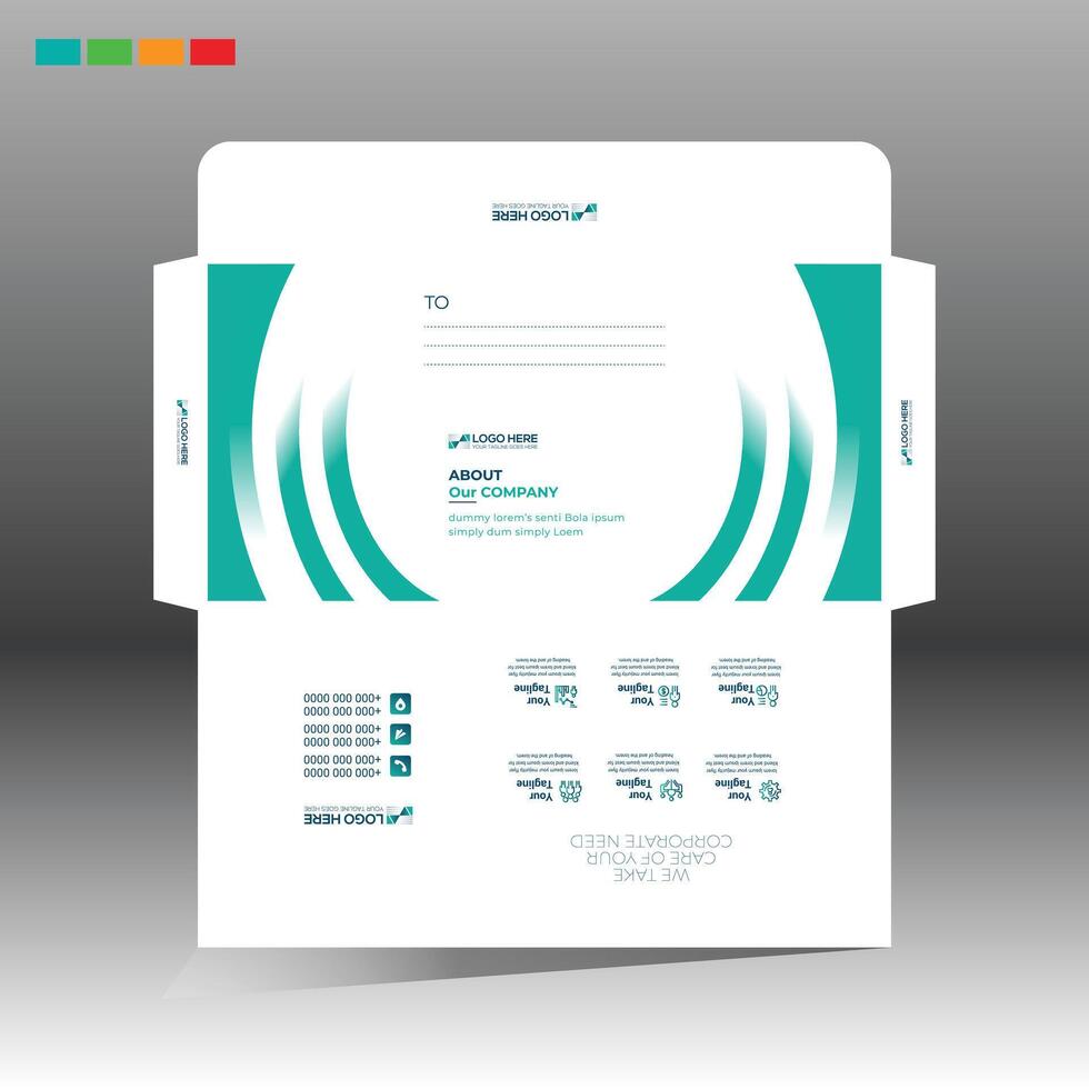 4 colored envelope for corporate and any use vector